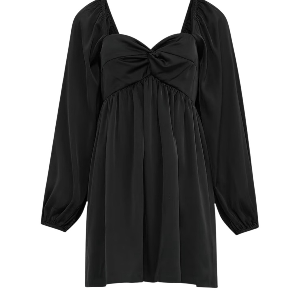 Express Black Mini Dress With Long Puff Sleeves